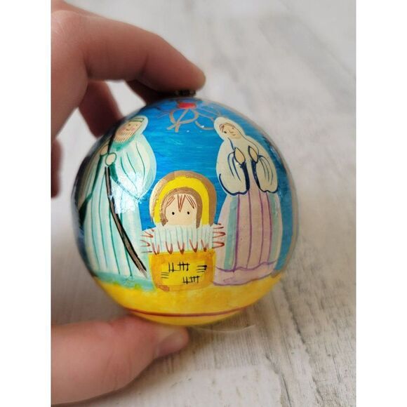 Jesus nativity scene ball ornaments palm tree Xmas decor - Picture 3 of 9